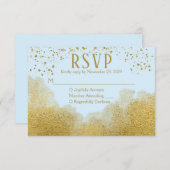 Eis Blue Gold Confetti UAWG Wedding Response RSVP Karte (Vorne/Hinten)
