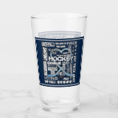 Eis Blue Heart Hockey Worte Weiße Logos 2 Glas (Rückseite)