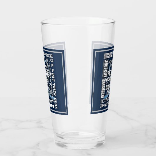 Eis Blue Heart Hockey Worte Weiße Logos 2 Glas (Rechts)