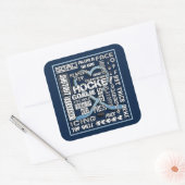 Eis Blue Heart Hockey Worte Weiße Logos 2 Quadratischer Aufkleber (Umschlag)