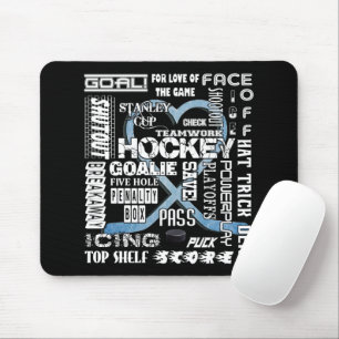 Eis Blue Heart Hockey Worte Weiße Logos Mousepad