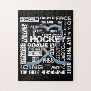 Eis Blue Heart Hockey Worte Weiße Logos Puzzle