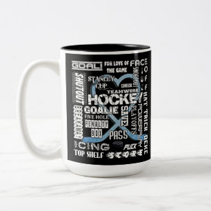 Eis Blue Heart Hockey Worte Weiße Logos Zweifarbige Tasse