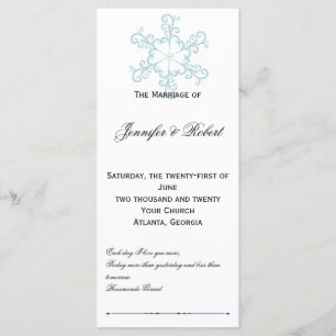 Eis Blue Heart Snowflake Wedding Programm