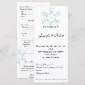 Eis Blue Heart Snowflake Wedding Programm (Vorne/Hinten)