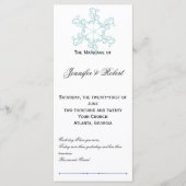 Eis Blue Heart Snowflake Wedding Programm (Vorderseite)