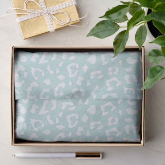Eis Blue Large Leopard Print Seidenpapier (Geschenk)
