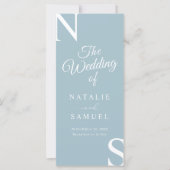 Eis Blue Minimalistisch Bold Initials Wedding Prog (Vorderseite)