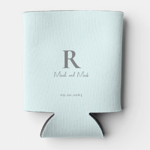 Eis Blue Monogram und Couple Names Wedding Dosenkühler