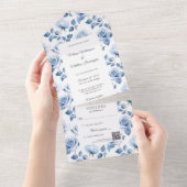 Eis Blue Rose QR Code All in one Wedite Invite Einladung (Abreißen)