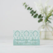 Eis Blue Rustic Damask Hochzeitskarte Begleitkarte (Stehend Vorderseite)