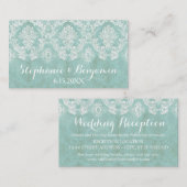 Eis Blue Rustic Damask Hochzeitskarte Begleitkarte (Vorne/Hinten)