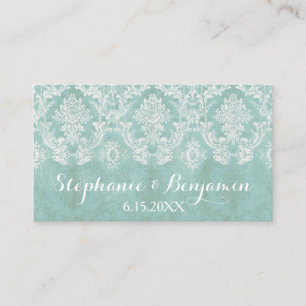 Eis Blue Rustic Damask Hochzeitskarte Begleitkarte