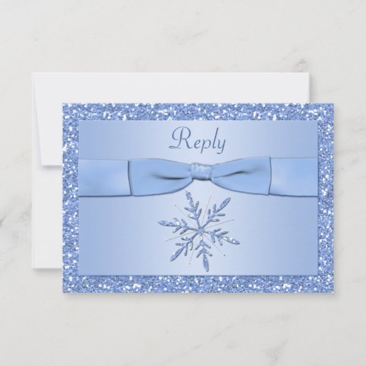 Eis Blue Snowflake Repcard RSVP Karte (Vorderseite)