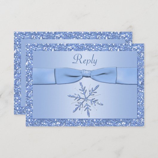 Eis Blue Snowflake Repcard RSVP Karte (Vorne/Hinten)