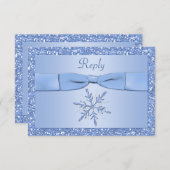 Eis Blue Snowflake Repcard RSVP Karte (Vorne/Hinten)