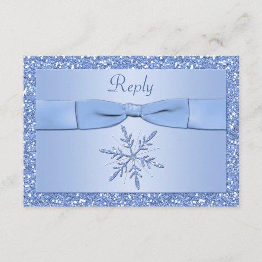 Eis Blue Snowflake Repcard RSVP Karte (Vorderseite)