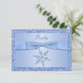 Eis Blue Snowflake Repcard RSVP Karte (Stehend Vorderseite)