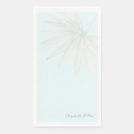 Eis Blue Tropical Couple Names Wedding Serviette (Vorderseite)