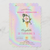 Eis Blume Holografischer Geburtstag Einladung (Vorne/Hinten)