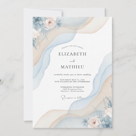 Eis Champagner Blüten Hochzeit Einladung (Vorderseite)