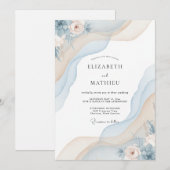 Eis Champagner Blüten Hochzeit Einladung (Vorne/Hinten)