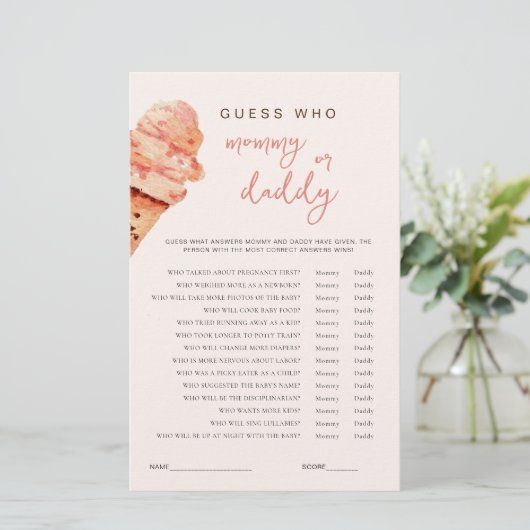 Eis Cream Baby Dusche Ratet Wer Spiel (Stehend Vorderseite)