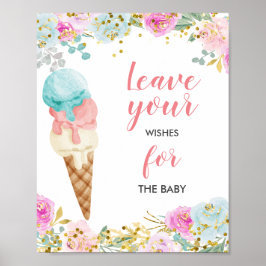 Eis Cream Baby Dusche Wünsche für Babysignatur Poster