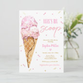 Eis Cream Baby Shower Hier ist die Scoop Baby Dusc Einladung (Stehend Vorderseite)