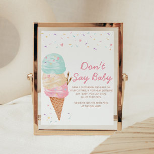 Eis Cream Baby Shower Say Baby nicht Poster