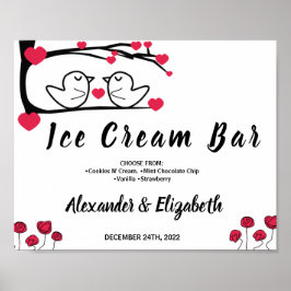 Eis Cream Bar Hochzeit Love Bird-Zeichen Poster