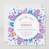 Eis Cream Birthday Girls Kinder Hier ist der Schuh Einladung (Vorderseite)