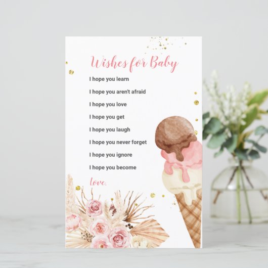 Eis Cream Boho Floral wünscht eine Babykarte (Stehend Vorderseite)