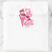 Eis Cream Button Up Doll - Cherry Chocolate Sauce Runder Aufkleber (Tasche)