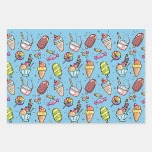 Eis Cream Candy Blue Geschenkpapier Set