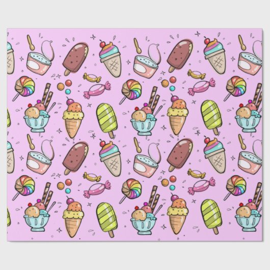 Eis Cream Candy Pink Geschenkpapier (Flach)