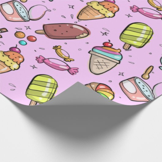 Eis Cream Candy Pink Geschenkpapier (Ecke)