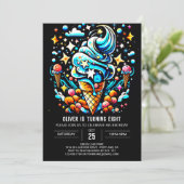 Eis Cream Editable Niedlich Boy Ice Cream Geburtst Einladung (Stehend Vorderseite)