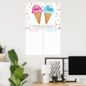 Eis Cream Gender Reveal Boy Girl Prediction-Zeiche Poster (Heimbüro)