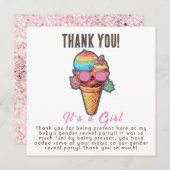 Eis Cream Gender Reveal Party Ein Mädchen Dankeskarte (Vorne/Hinten)