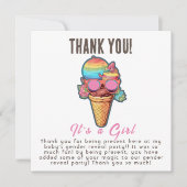 Eis Cream Gender Reveal Party Ein Mädchen Dankeskarte (Vorderseite)