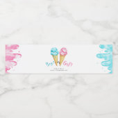 Eis Cream Gender Reveal Party Wasserfarbe Wasserflaschenetikett (Einzelnes Label)