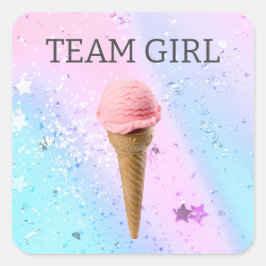 Eis Cream Gender Reveal TEAM GIRL Quadratischer Aufkleber