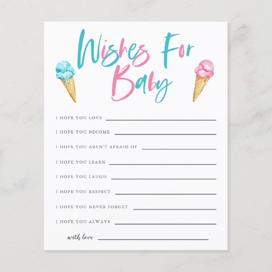 Eis Cream Gender Revewans for Baby Card (Vorderseite)