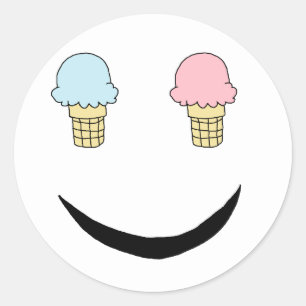 Eis Cream Happy Face Runder Aufkleber