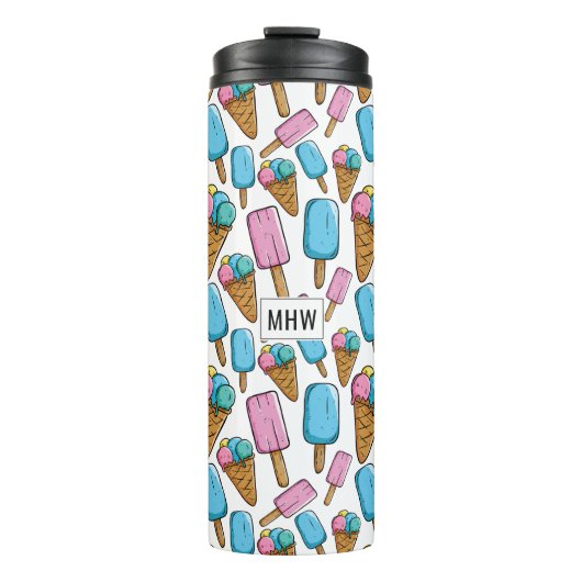 Eis Cream Muster, kundenspezifisch monogramm Thermosbecher (Vorderseite)