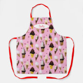 Eis Cream Parlor Retro Rosa Personalisierte Schürz Schürze (Vorderseite)