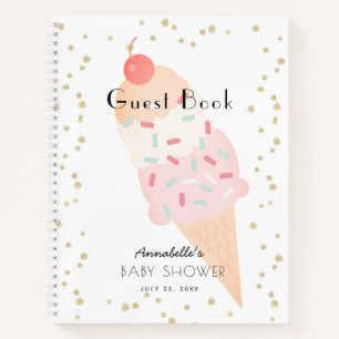 Eis Cream Pink Girl Baby Shooting Guest Book Notizblock