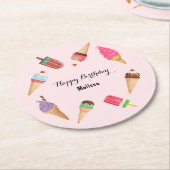Eis Cream Popsim Party Rosa Paper Untersetzer (Angewinkelt)