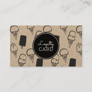 Eis Cream Shop Hand bemalt Kraft Loyalitätskarte Visitenkarte